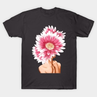 Girl with beautiful flowers instead of a head. T-Shirt